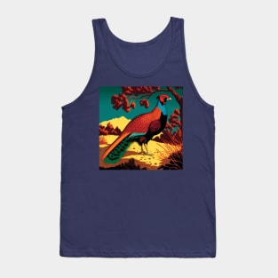 Elegant Pheasant  in red, orange, green and blue Tank Top